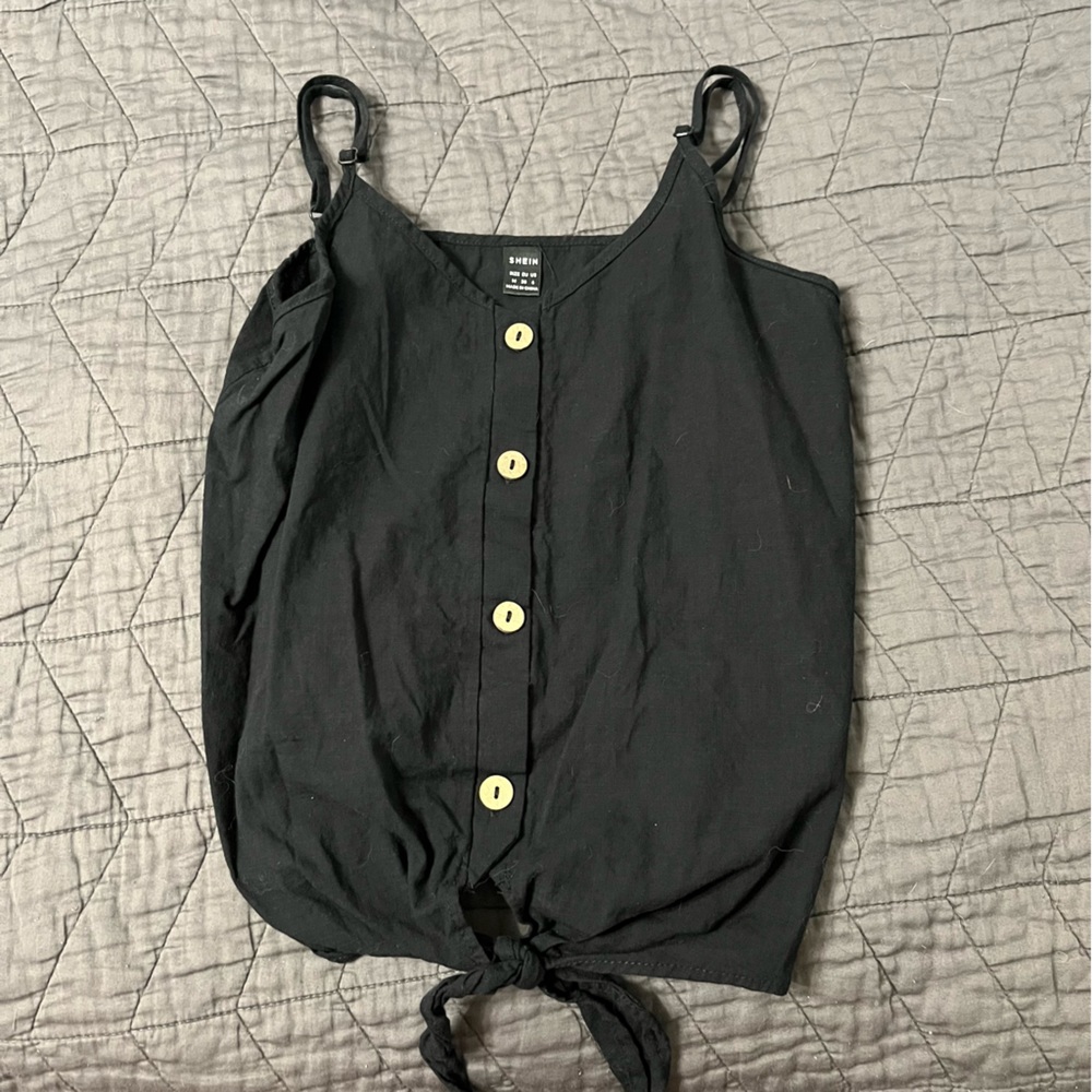 SHEIN Cropped button up Cami knot front